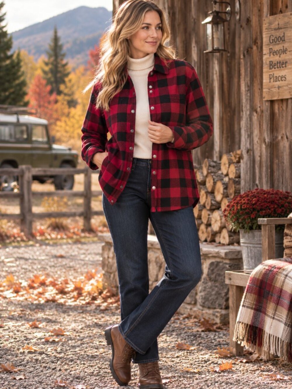 Orvis Red Black Buffalo Plaid Snap Shirt Jacket Women's XL Barn Chore
